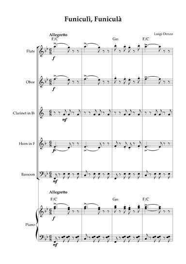 Funiculì, Funiculà - Woodwind Quintet & Piano