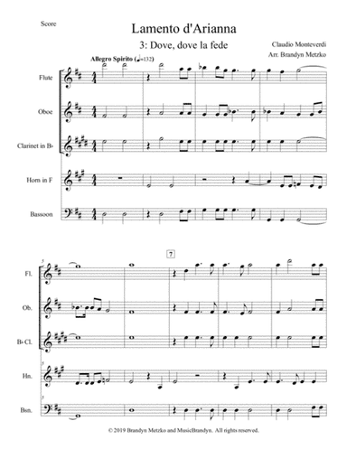 Dove, Dove la Fede from Lamento d'Ariana (Claudio Monteverdi) (arr. Brandyn Metzko)