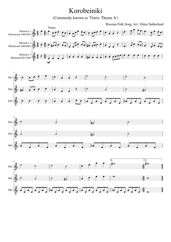 Korobeiniki (arr. Oskar Sutherland)
