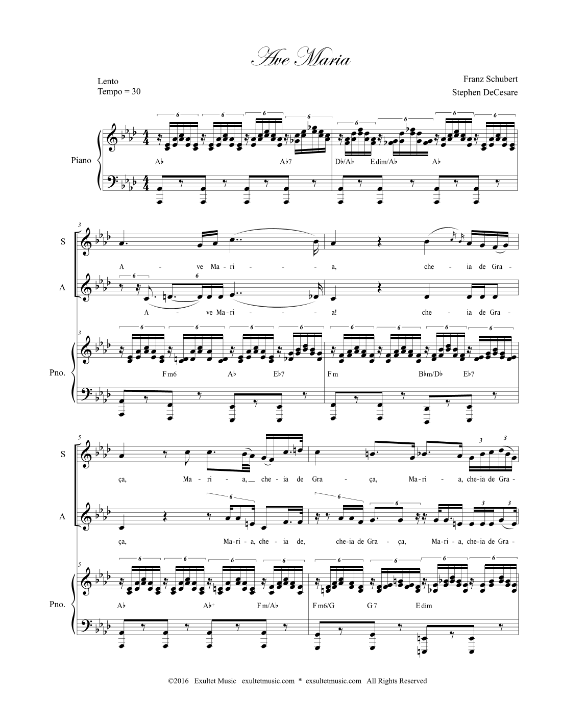 Ave Maria (Portuguese Lyrics - Duet for Soprano and Alto Solo - Medium Key) (arr. Stephen DeCesare)