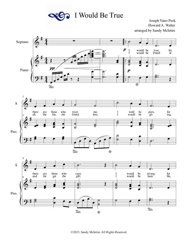I Would Be True (arr. Sandy McIntire)