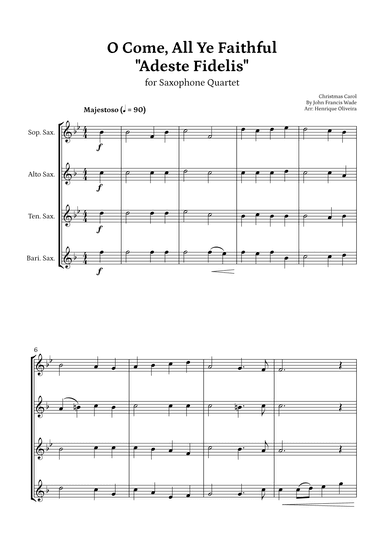 O Come, All Ye Faithful (Adeste Fidelis) - Saxophone Quartet (arr. Henrique Oliveira)