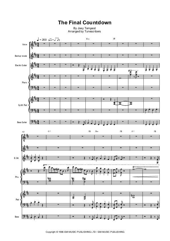 The Final Countdown (arr. Tunescribers)