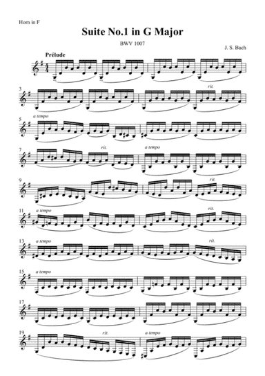 Cello Suite No.1 Prelude for Horn / J.S.Bach BWV1007 (arr. Daisuke Uchiyama)