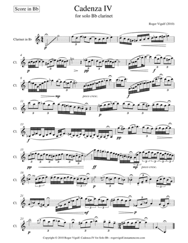 Cadenza IV for Solo Clarinet