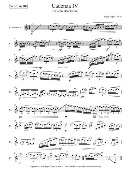 Cadenza IV for Solo Clarinet