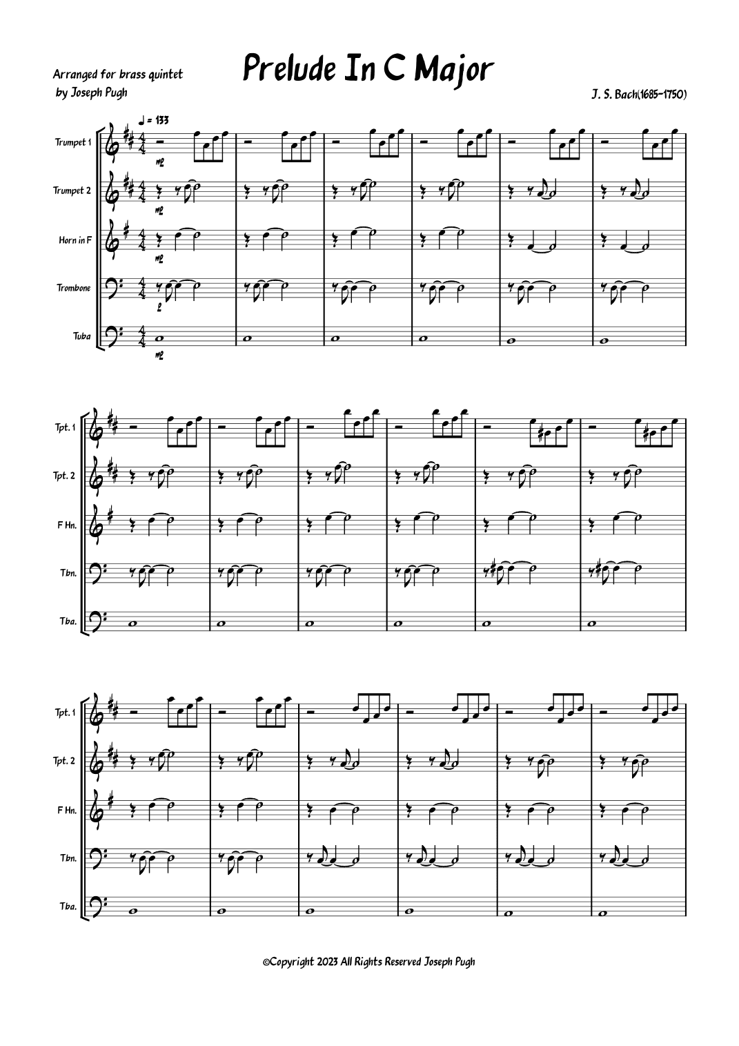 Prelude In C Major (arr. Joseph Pugh)