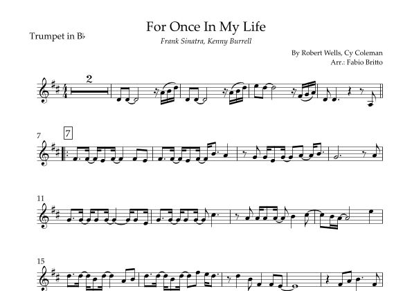 For Once In My Life (arr. Fabio Britto)