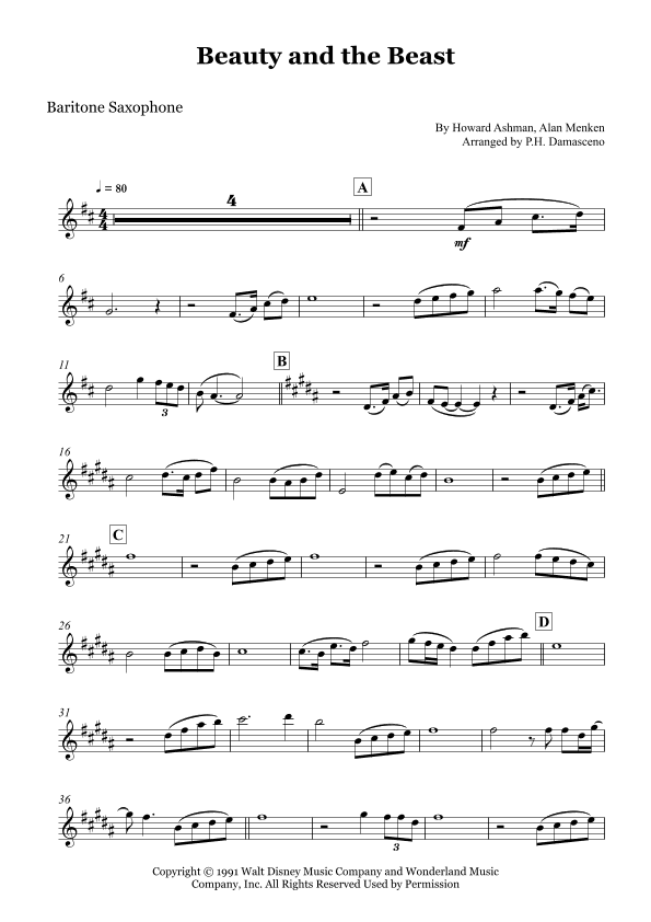 Beauty And The Beast (arr. P.H. Damasceno)