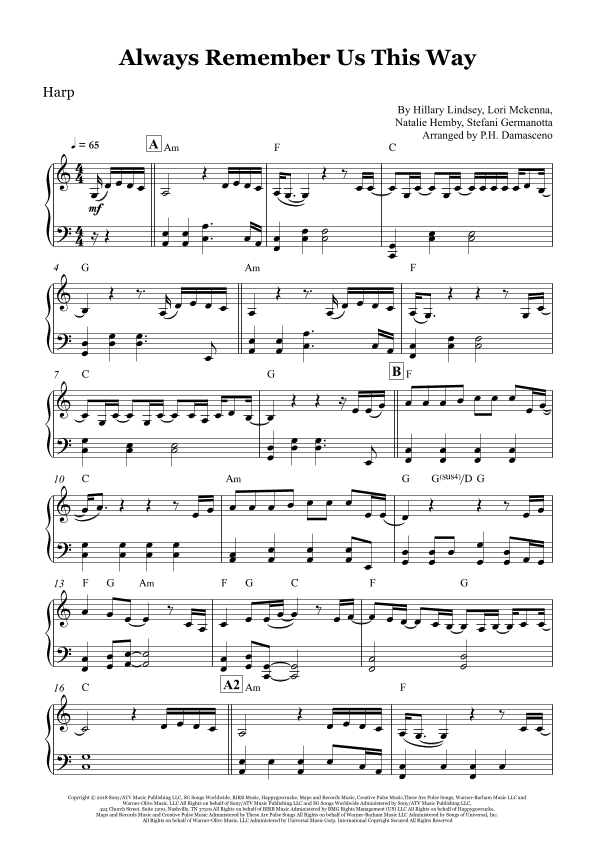 Always Remember Us This Way (arr. P.H. Damasceno)