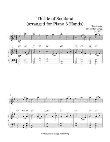 Thistle of Scotland (arranged for Piano 3 Hands) (arr. Jordan Grigg)