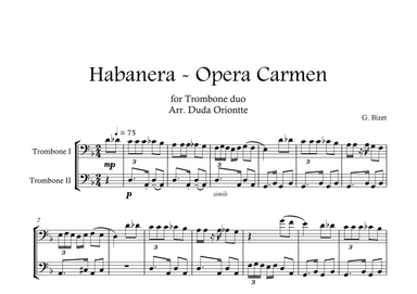 Carmen HABANERA - Bizet  ( trombone DUO) Student (arr. Duda Oriontte)