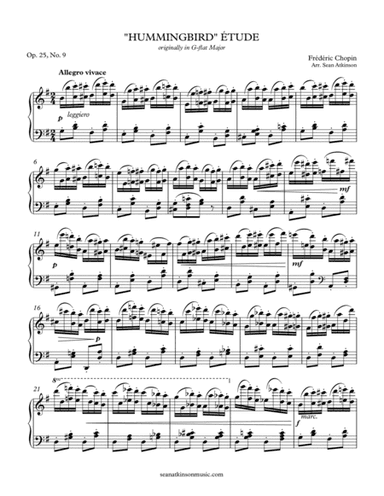"Hummingbird" Etude - Op. 25 No. 9 (arr. Sean Atkinson)