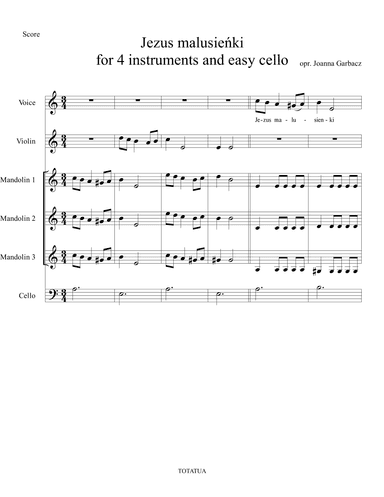 Jezus malusienki (Polish Christmas carol) - Score Only (arr. Joanna Garbacz)