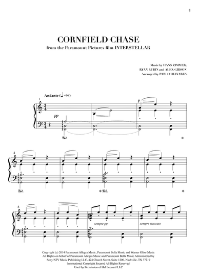 Cornfield Chase  from the Paramount Pictures film INTERSTELLAR (arr. Pablo Olivares)