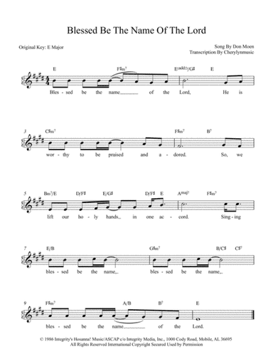 Blessed Be The Name Of The Lord (arr. Cherylynmusic)