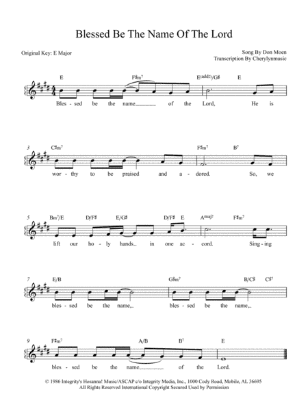 Blessed Be The Name Of The Lord (arr. Cherylynmusic)