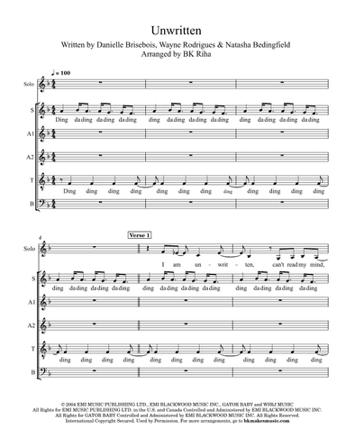 Unwritten (arr. BK Riha / Brandy Kay Riha)