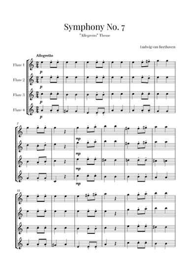Beethoven - Allegretto (from Symphony No. 7) - for Flute quartet (arr. Cadenza Editions)