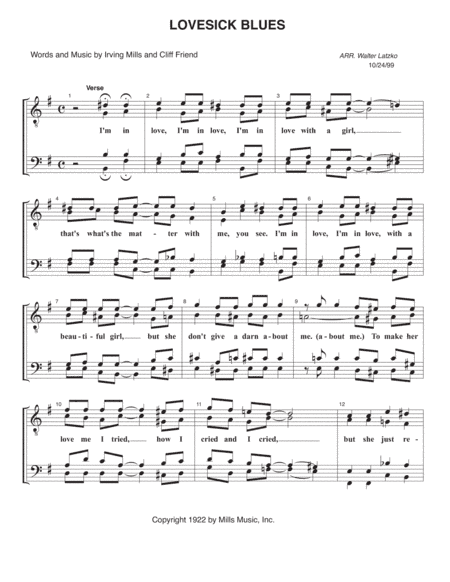 LOVESICK BLUES (arr. Walter Latzko)