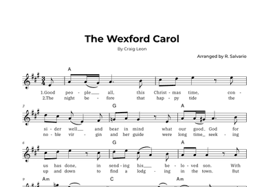 The Wexford Carol (Key of A Major) (arr. R. Salvario)