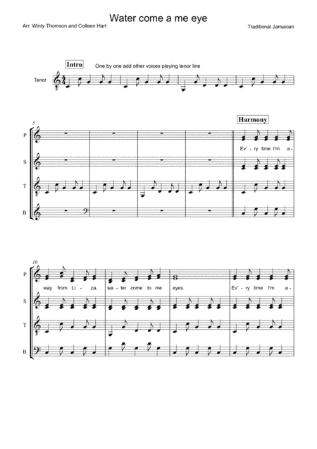Water Come a me eye arr. Colleen Hart and Winty Thomson (arr. Colleen Hart and Winty Thomson)