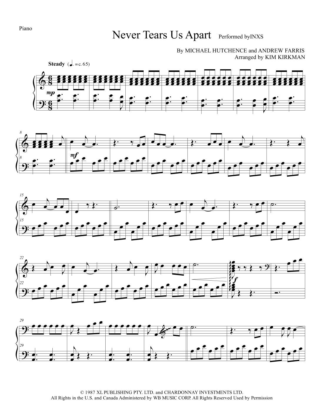 Never Tear Us Apart (arr. Kim Kirkman)