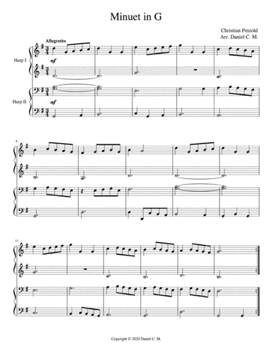 Minuet in G (harp duet) (arr. Daniel C. M.)