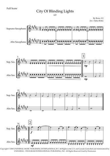 City Of Blinding Lights (arr. Fabio Britto)