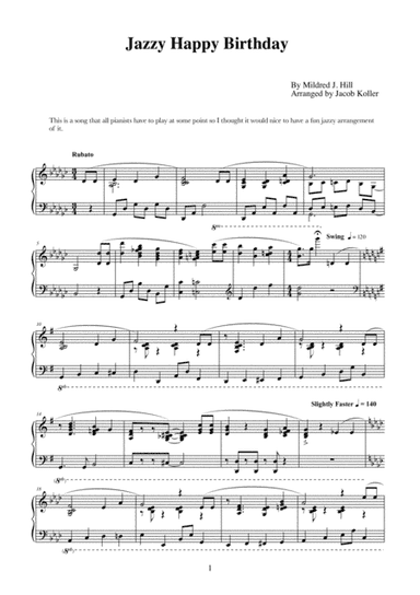 Jazzy Happy Birthday (arr. Jacob Koller)