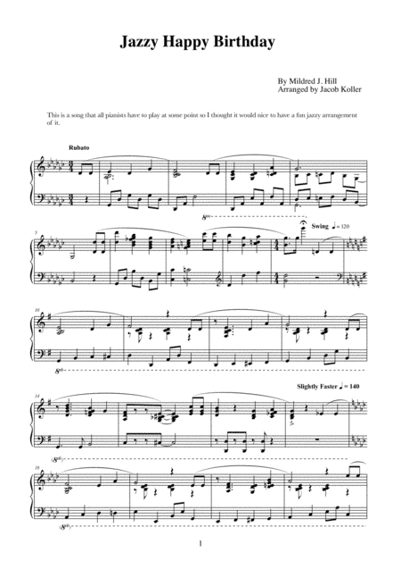 Jazzy Happy Birthday (arr. Jacob Koller)