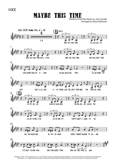 Maybe This Time (arr. Daryl McKenzie)