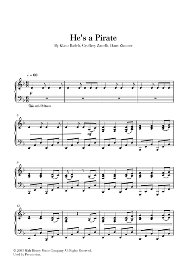 He's A Pirate (arr. Cadenza Editions)