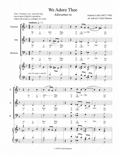 Four Short Motets for SAB Voices by Lotti (arr. Curtis Hanson)