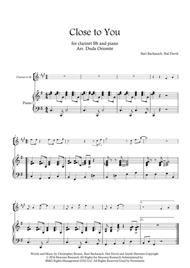 Close To You (arr. Duda Oriontte)