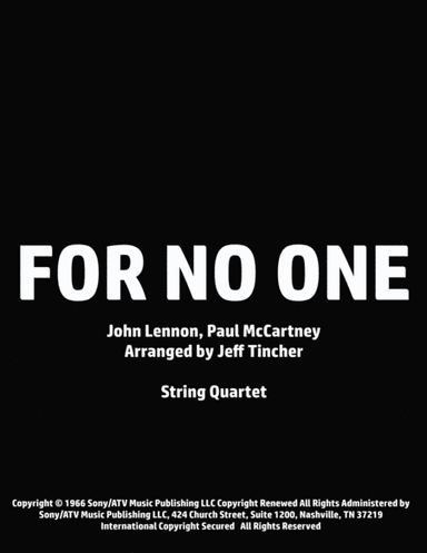 For No One (arr. Jeff Tincher)
