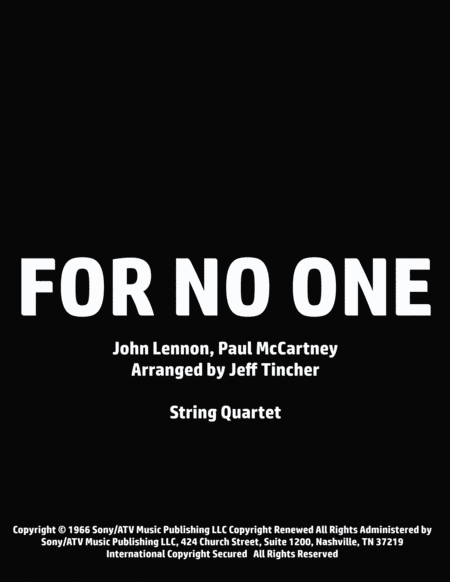 For No One (arr. Jeff Tincher)