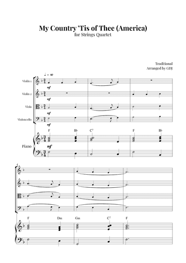 My Country 'Tis of Thee (America) (arr. GDJ)