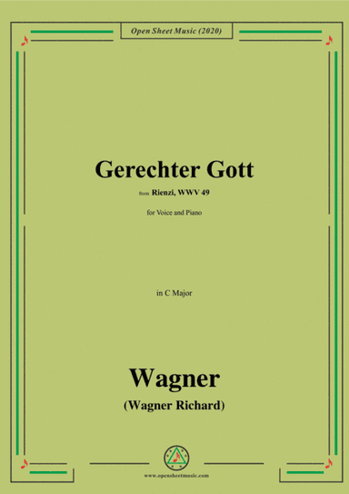 Wagner-Gerechter Gott,in C Major,for Voice and Piano (arr. MSM)