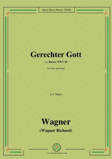 Wagner-Gerechter Gott,in C Major,for Voice and Piano (arr. MSM)