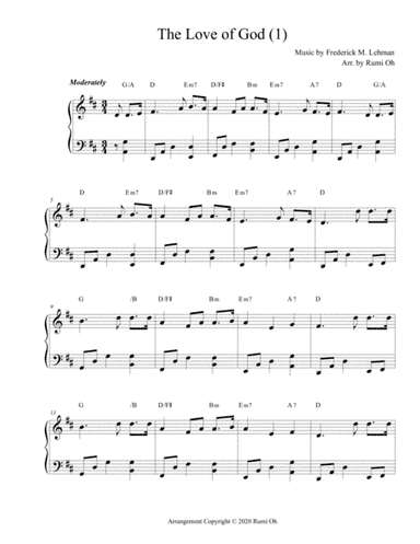 [The Love of God] Favorite hymns arrangements with 3 levels of difficulties for beginner and interme (arr. Rumi Oh)