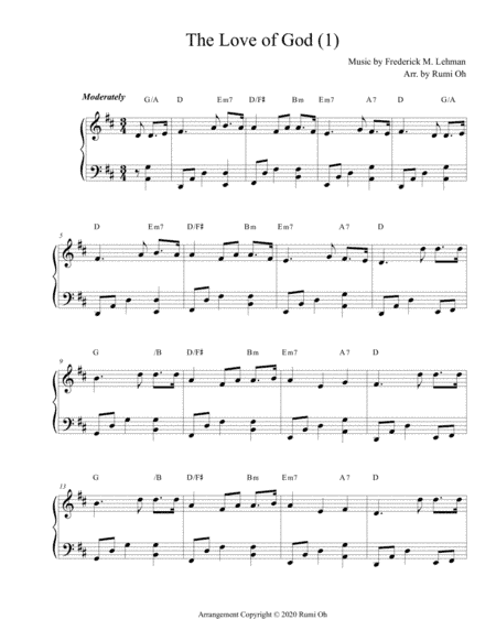 [The Love of God] Favorite hymns arrangements with 3 levels of difficulties for beginner and interme (arr. Rumi Oh)
