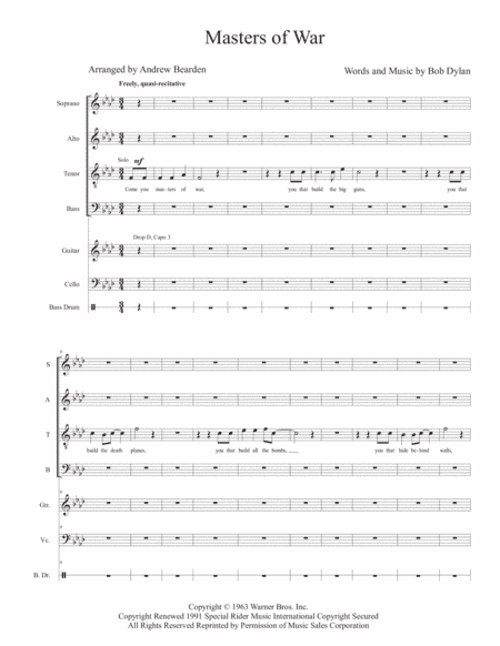 Masters Of War (arr. Andrew Bearden)