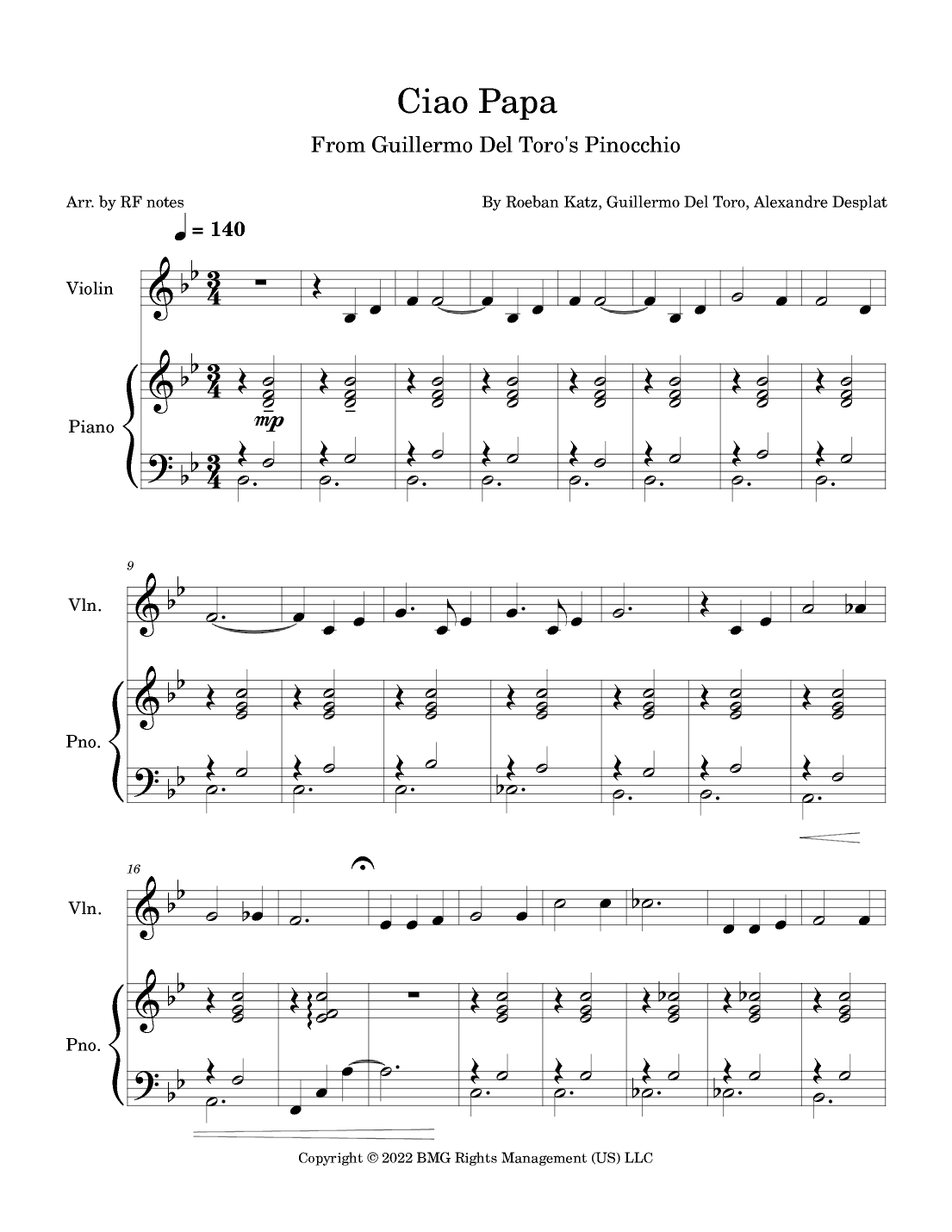 Ciao Papa (arr. RF notes)