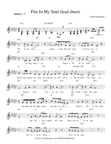 Fire In My Soul (Lead Sheet)
