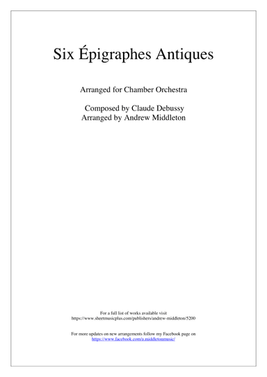 Six Epigraphes Antiques for Chamber Orchestra (arr. Andrew Middleton)