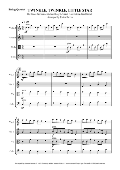 Twinkle, twinkle, little star (String Quartet) (arr. Jéssica Barros)