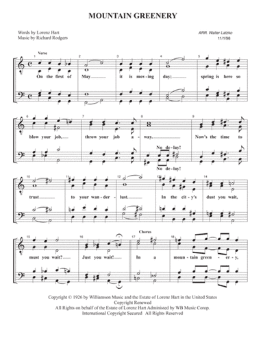 Mountain Greenery (arr. Walter Latzko)