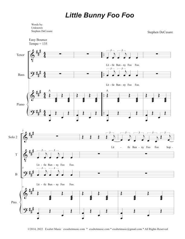 Little Bunny Foo Foo (Duet for Tenor and Bass solo)