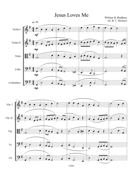 Jesus Loves Me for String Orchestra (arr. B. C. Dockery)